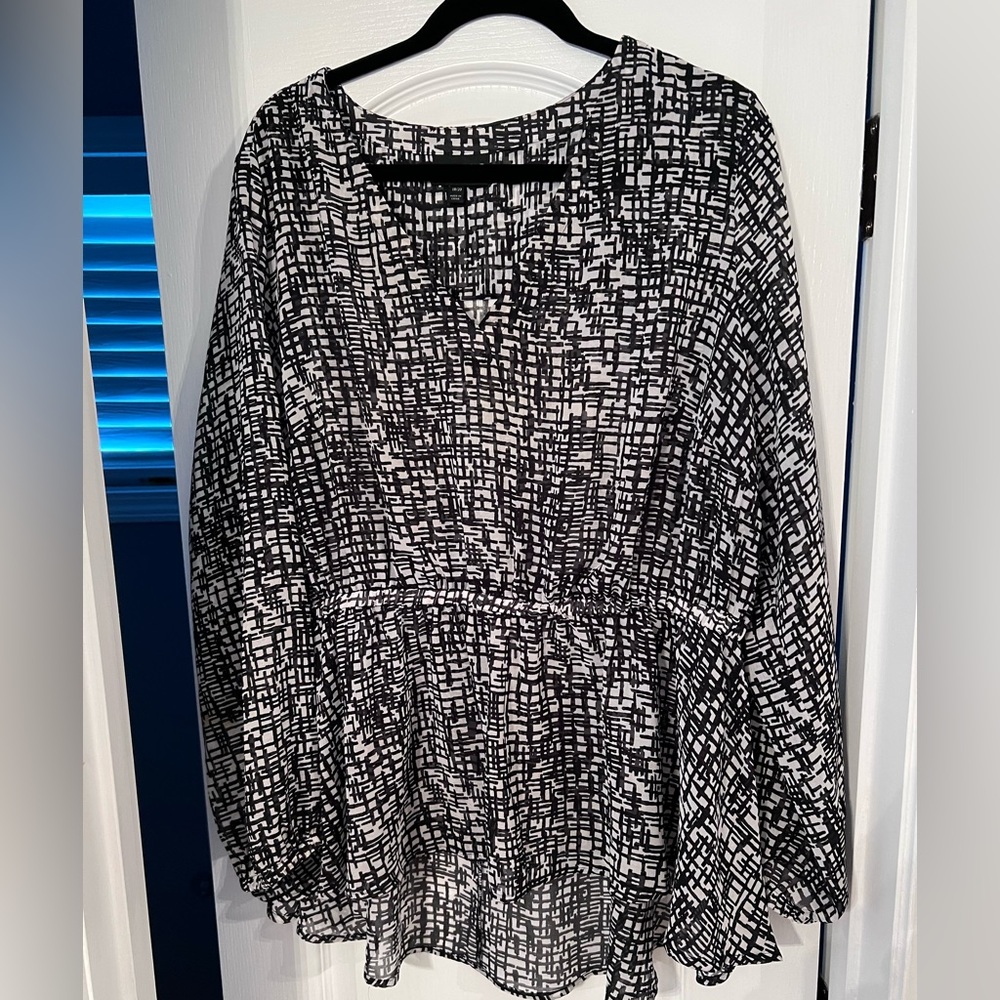 Sheer black and white blouse